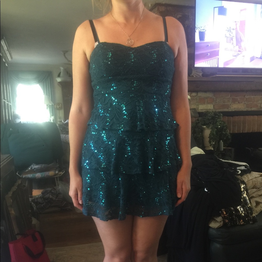 Ruffled sequin cocktail dress mini